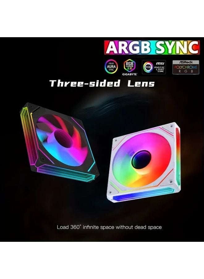 مرآة برو بوزيتيف بلاك إنفينيتي ميرور ARGB مروحة PWM صامتة 350 واط تبريد علبة الكمبيوتر - Image 1